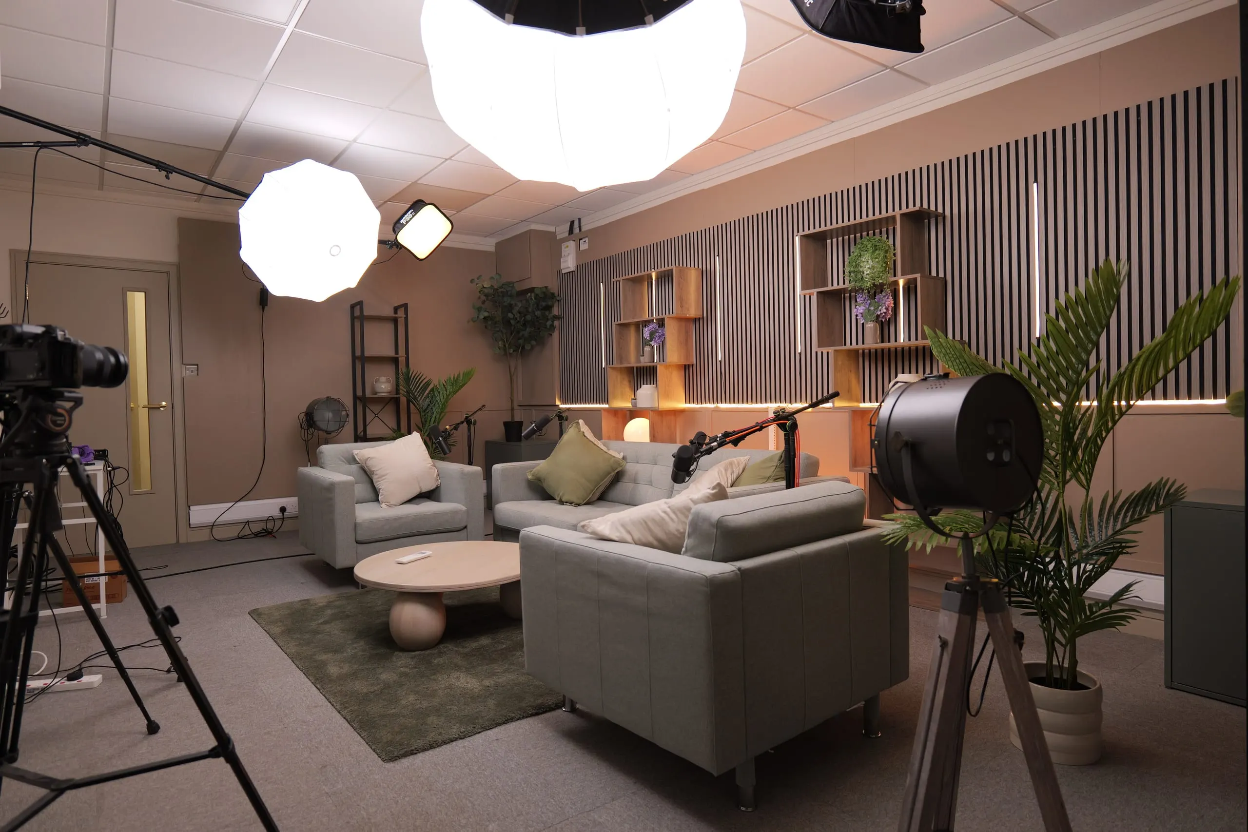Room 2 podcast set at Myriad Studios, view 7 of 8